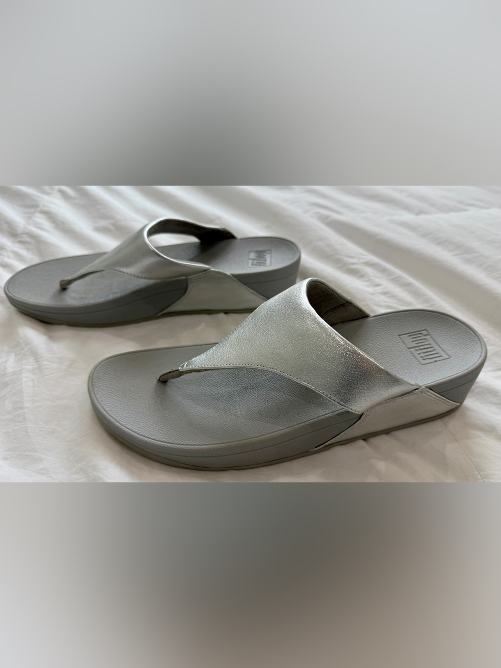 Fitflop Metallic Silver Platform Thong Sandals